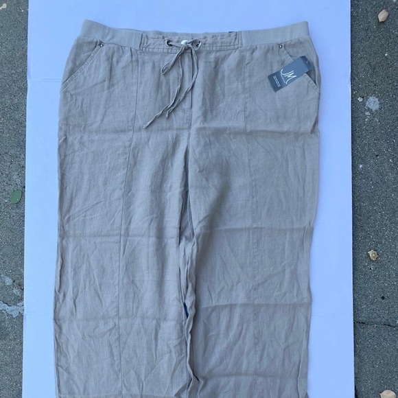 JM Collection Navy Linen Drawstring-Waist Pants - Picture 4 of 6